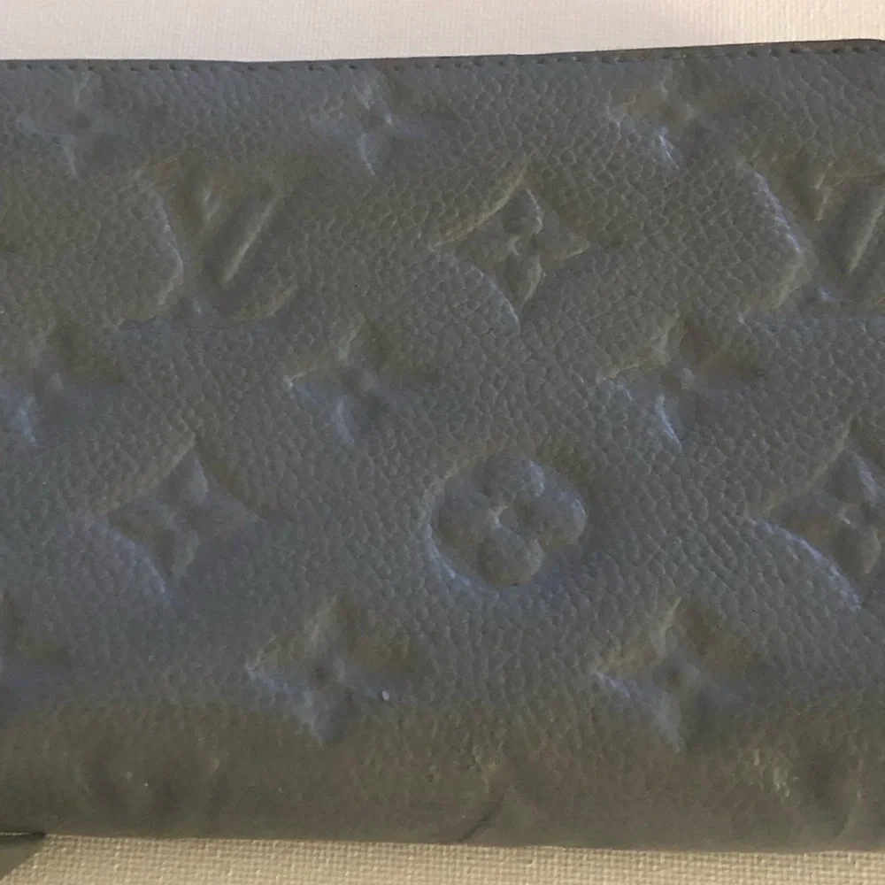 Louis Vuitton Slate Blue Embossed Monogram Zip Wallet